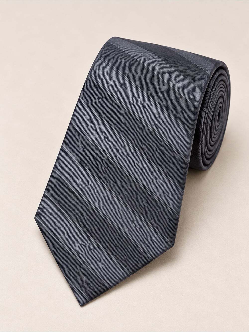 Yves Saint Laurent Gray Silk Necktie Striped Classic Designer Dress Tie